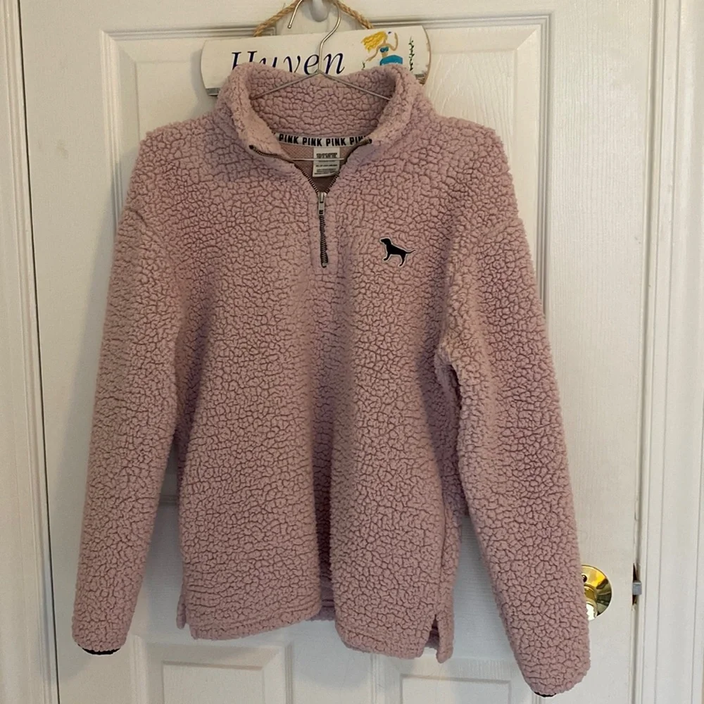 PINK Victoria’s Secret Sherpa Quarter Zip - Pink - XS - Picture 1 of 3